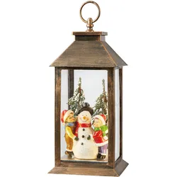 Markslöjd-BUNG Laterne braun, Kinder/ Schneemann, LED warm weiss, batteriebetrieben 3X AAA,               Timer,MPN705455
