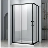 Hopibath Eckdusche 80x80 90x90 Duschkabine Eckeinstieg Schwarz, BxT: 100x100 cm, 5mm Sicherheitsglas, Doppel Schiebetür, 100x100, 100x80, 90x90, 80x80, 75x75, 100x75, 75x80, Rechts-und Links montierbar schwarz 100 cm x 185 cm x 100 cm