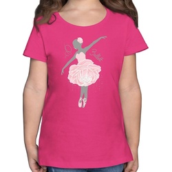 Shirtracer T-Shirt Ballerina – grau/rosa – Kinder Sport Kleidung – Mädchen Kinder T-Shirt ballerina tshirt rosa 140 (9/11 Jahre)