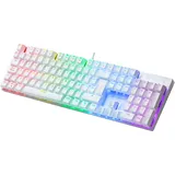 Mars Gaming MK422 Weiß, Mechanische Gaming Tastatur RGB, Antighosting, Mechanischer Switch Blau, Französische Sprache