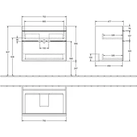 Villeroy & Boch Waschtischunterschrank 2 Auszüge 75,3 x 59 x 50,2 cm Weiß Matt