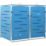 Hommdiy Mülltonnenbox für 2 Tonne Mülltonnenboxn Mülltonne Mülltonnenverkleidung Gartenbox Müllcontainern 138x77.5x112.5 cm Blau