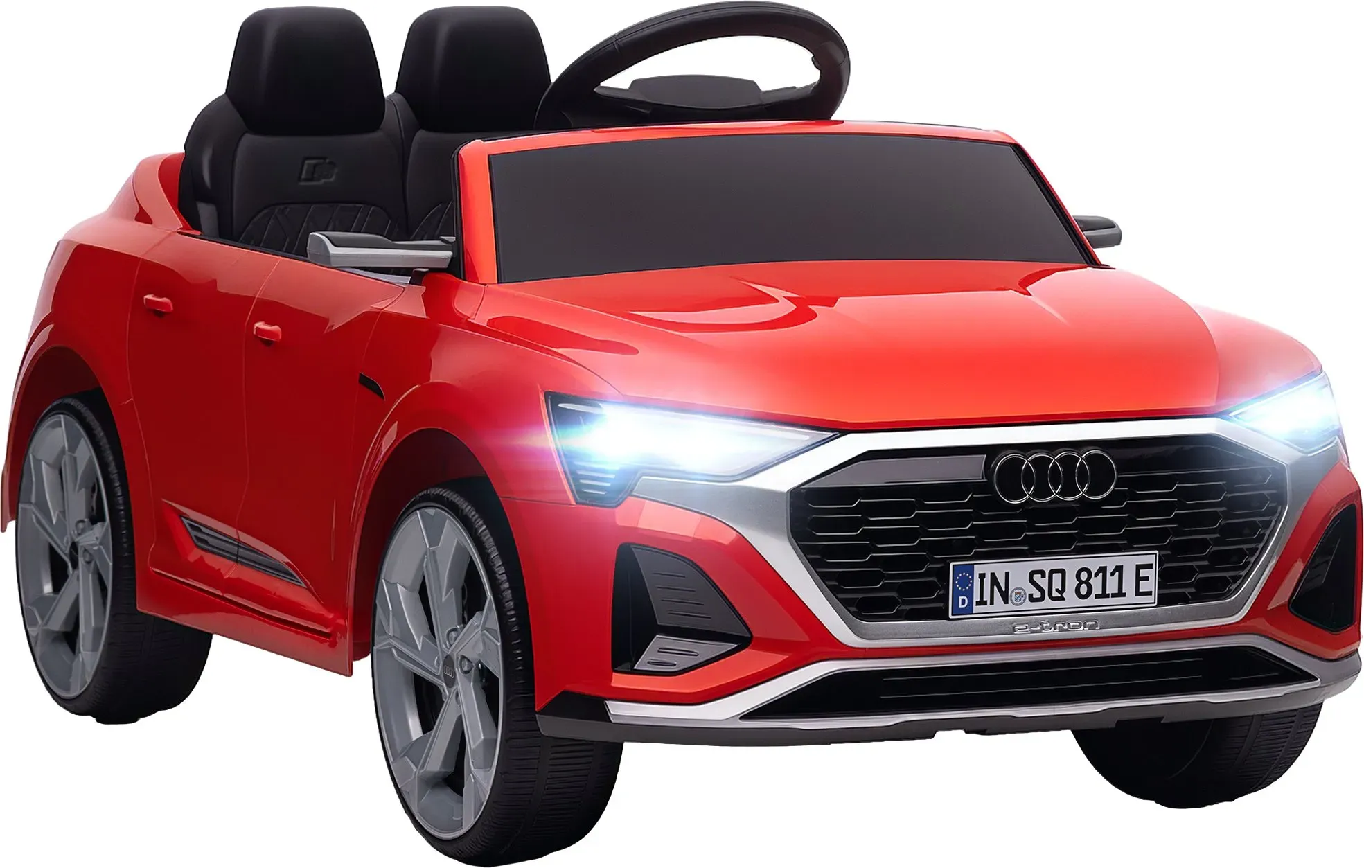 AIYAPLAY Kinder Elektroauto 12V Kinderauto mit 2,4G Fernbedienung, 2 Motoren MP3 Musik & Hupe, Elektrofahrzeug mit Scheinwerfer, 4 gefederte Räder für 3-4 Jahre Kinder, Rot   Aosom
