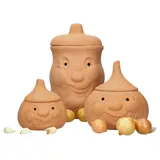 Mambocat 3tlg. Terrakotta Set Knoblauchtopf + Zwiebeltopf + Kartoffeltopf
