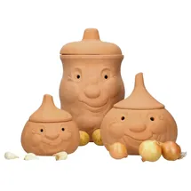 Mambocat 3tlg. Terrakotta Set Knoblauchtopf + Zwiebeltopf + Kartoffeltopf