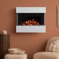 Noble Flame LIMA Wandkamin: Weiß - mit weißen Acrylsteinen
