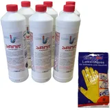 zbs24 Sanit RohrBombe der alternative Rohrreiniger - säurefrei löst er Verstopfungen, insbesondere verursacht durch Haare, inkl. Latex Haushaltshandschuhe (6 x 1000ml)