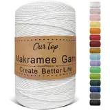 OurTop Premium Makramee Garn Weiß, 2mm x 500m Macrame Cord Makramee Schnur Kordel, Garn für DIY Handwerk, Weben Dekoration, Hängepflanze Pflanze Aufhänger