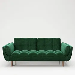 PLAYBOY - Sofa "SCARLETT" gepolsterte Couch mit Bettfunktion, Samtstoff in Grün, Retro-Design