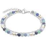 s.Oliver Fußkette Colorful Beads, Edelstahl - silber - Ankerkette verstellbar bis 27 cm - wasserfest & hautfreundlich