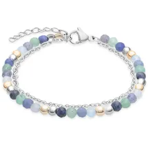 s.Oliver Fußkette Colorful Beads, Edelstahl - silber - Ankerkette verstellbar bis 27 cm - wasserfest & hautfreundlich