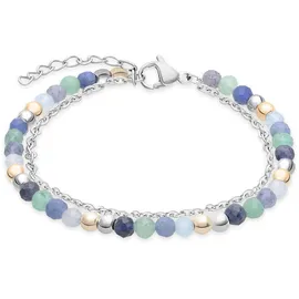 s.Oliver Fußkette Colorful Beads, Edelstahl - silber - Ankerkette verstellbar bis 27 cm - wasserfest & hautfreundlich