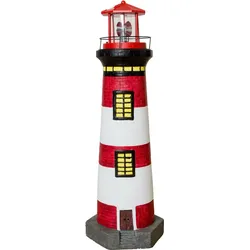 Gartendeko Leuchtturm mit Solar, handbemalte Gartenfigur rot/weiß 82 cm