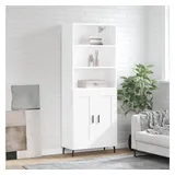 furnicato Highboard Weißes aus Holzwerkstoff und Metall, 69,5 x 34 x 180 cm (1 St), Stabiler Schrank mit viel Stauraum und feuchtbeständiger Oberfläche weiß 69.5 cm x 180 cm x 34 cm
