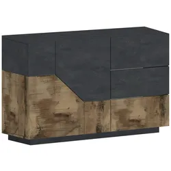 Dmora Kommode Ludovico, Küchen-Sideboard mit 2 Türen und 3 Schubladen, Wohnzimmer-Buffet, 100% Made in Italy, cm 141x43h86, Schiefer und Ahorn