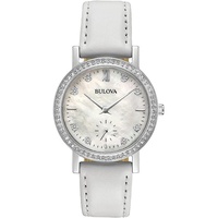 Bulova Damen Analog Quarz Uhr mit Leder Armband 96L245