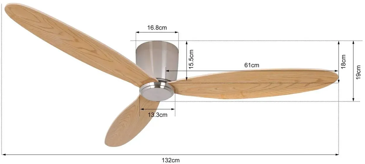 Beacon Lighting Deckenventilator Airfusion Radar teak Ø 132 cm leise, Holz hell, für Wohn- / Esszimmer, Holz, Modern - 132 cm - 132 cm - 19.5 cm