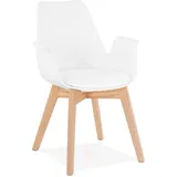 KADIMA DESIGN Stuhl mit Armlehnen, Kunstleder-Holz, Skandinavisch Polsterstuhl in Weiß-Beige & Gr.: onesize
