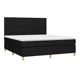 vidaXL Boxspringbett mit Matratze & LED Schwarz 160x200 cm Stoff