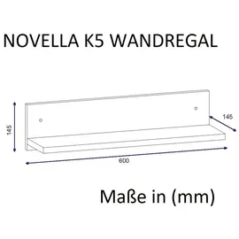 moebel17 Wandregal Novella K5 60 x 14,5 x 14,5 cm Weiß
