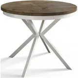 Alpi-Möbel Runder, Dunkelbraun, Weiß, Holzwerkstoff, Rund, X-Form, 100x76x100 cm, Esszimmer, Tische, Esstische