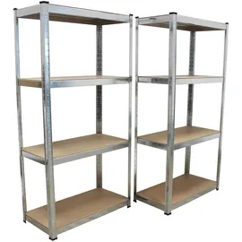 Baumarktplus Schwerlastregal 160x80x40 cm 2er Set Lagerregal Kellerregal Metallregal Garagenregal