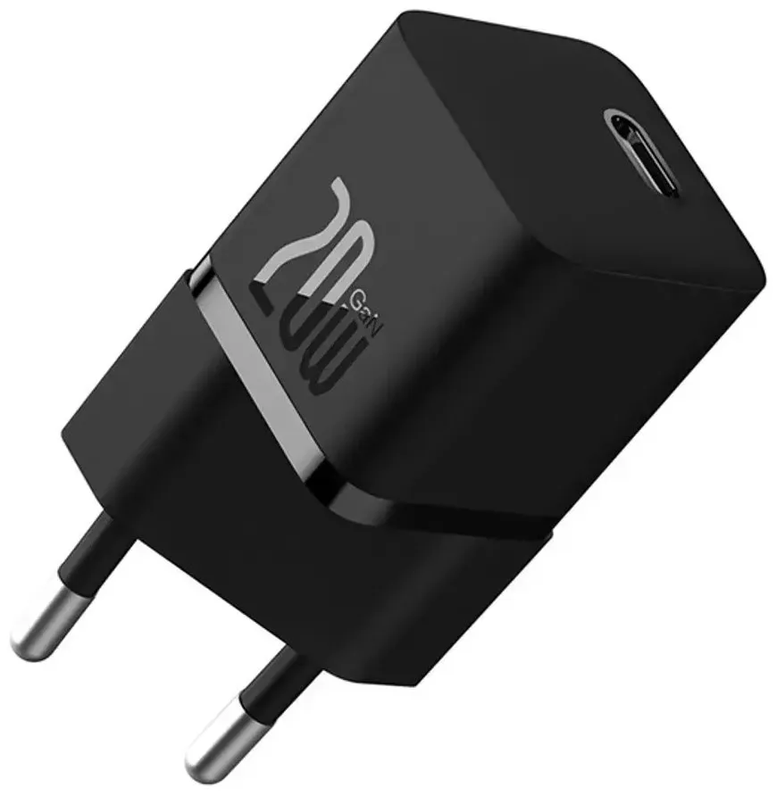 Baseus Mini-Wandladegerät GaN5 20W (schwarz) (20 W), USB Ladegerät, Schwarz