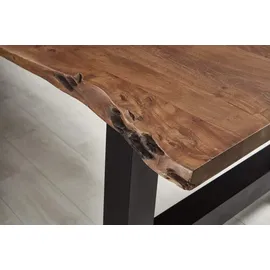 sam möbel gmbh Esstisch Baumkante Massiv Akazie nussbaumfarben 300x100 A-Gestell schwarz ALICANTE - Braun