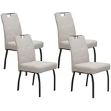 Hela 4-Fußstuhl HELA "LINZ, Esszimmerstuhl, Komfortstuhl", beige (beige, schwarz, schwarz), B:48,5cm H:97cm T:64cm, Metall, Polyester, Stoff, Stühle, XL-Sitz,elegante Griffleiste,Komfortsitz mit Federkern,140kg belastbar