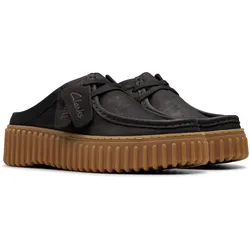 Clog CLARKS "Torhill Mule", Damen, Gr. 40, schwarz nubuck, Nubukleder, casual, Schuhe, Clog, Mules mit Plateausohle