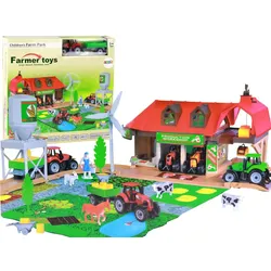 LEAN Toys Spielfigur Set Ackerschleppern Groß Anhängerzubehör Farm Spielzeug Bauernhof Bau grün