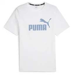 Puma Herren ESS Logo Tee (S) T-Shirt White-Zen Blue, L