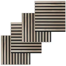 PROVISTON 4er SET Akustik 3D Wandpaneele 400 x 400 x 21 mm Furnierte MDF Holzlamellen in der Farbe Eiche natur Filz-Untergrund als Trägermaterial