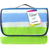 Wometo Picknickdecke blau grün Textil, 200x200 cm, Global Recycled Standard GRS Wohntextilien, Decken