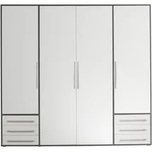 SchlafKONTOR Drehtürenschrank Lyss 206 x 194 x 58 cm Grau/Weiß