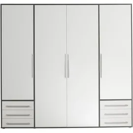SchlafKONTOR Drehtürenschrank Lyss 206 x 194 x 58 cm Grau/Weiß