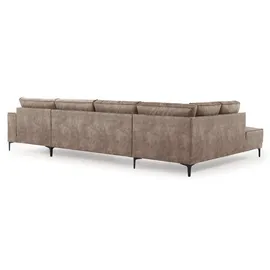 OTTO home Wohnlandschaft OTTO HOME "XXL Sofa Oland, Struktur, Flachgewebe, Luxus-Microfaser, Boucle", beige (taupe), B:345cm H:85cm T:210cm, 100% Polyester, Sofas, Wohnlandschaft, U-Form, 345 cm, Wellenunterfederung, Skandi-Design, Metallfüße, Topseller
