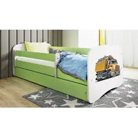 Sellbee Kinderbett Jugendbett 70x140 cm Grün mit Matratze Rausfallschutz