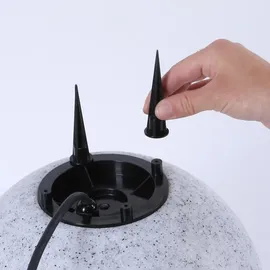 H4L Kugelleuchte Gartenlampe Kugellampe Stein Granit-Optik 2er Set 30-40cm - Grau