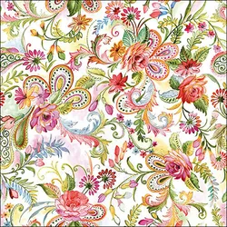 Ambiente 20 Servietten Papier 33x33cm 3-lagig - hochwertige Einweg Papierservietten Blumenmotiv Paisley Orientalisch Sommerdeko Gartenfest Serviettentechnik