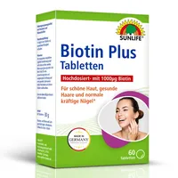 Sunlife Biotin Plus: Für schöne Haut, gesunde Haare und normale kräftige Nägel, mit Vitamin-Komplex, 60 Tabletten