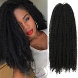 Saisifen Marley Flechtfrisur Haarverlängerungen 3 Packungen/Los Marley Flechtfrisur Haare Lang Afro Kinky Curly Butterfly Locken Häkelhaar (18 Zoll 45,7cm, #1 Jet Black)