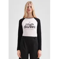 QS T-Shirt | creme|schwarz - M