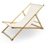 BITUXX Liegestuhl Sonnenliege Gartenliege Holzliege Strandliegestuhl Holz Klappbar (Beige)