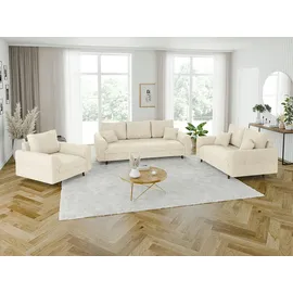 s-style möbel Sitzgarnitur, 3+2+1 Sigurd Beige, Chenille