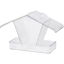 Dobar 11503 Fenster-Vogelfutterhaus - Futterstation aus Kunststoff - Wildvogelfutterspender mit Saugnäpfen - Futtersäule für Fenster - Futterhaus mit Futtertablet - 24 x 9,6 x 15 cm - Transparent