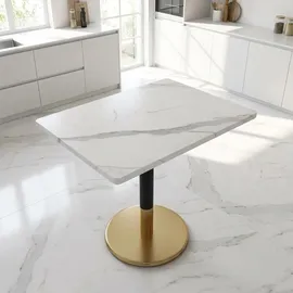 stilvora Küchentisch 80 x 75 x 60 cm Weiß/Schwarz/Gold