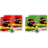 Senseo Pads Classic - Kaffee RA-zertifiziert - 5 Vorratspackungen x 32 Kaffeepads & ® Pads Mild - Milder Kaffee RA-zertifiziert - 5 Vorratspackungen x 32 Kaffeepads