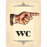 Trendaffe Vintage WC Richtungs Schild mit Hand nach rechts