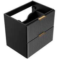 Lomadox Waschtischunterschrank 60cm matt schwarz mit gerilllter Front b/h/t